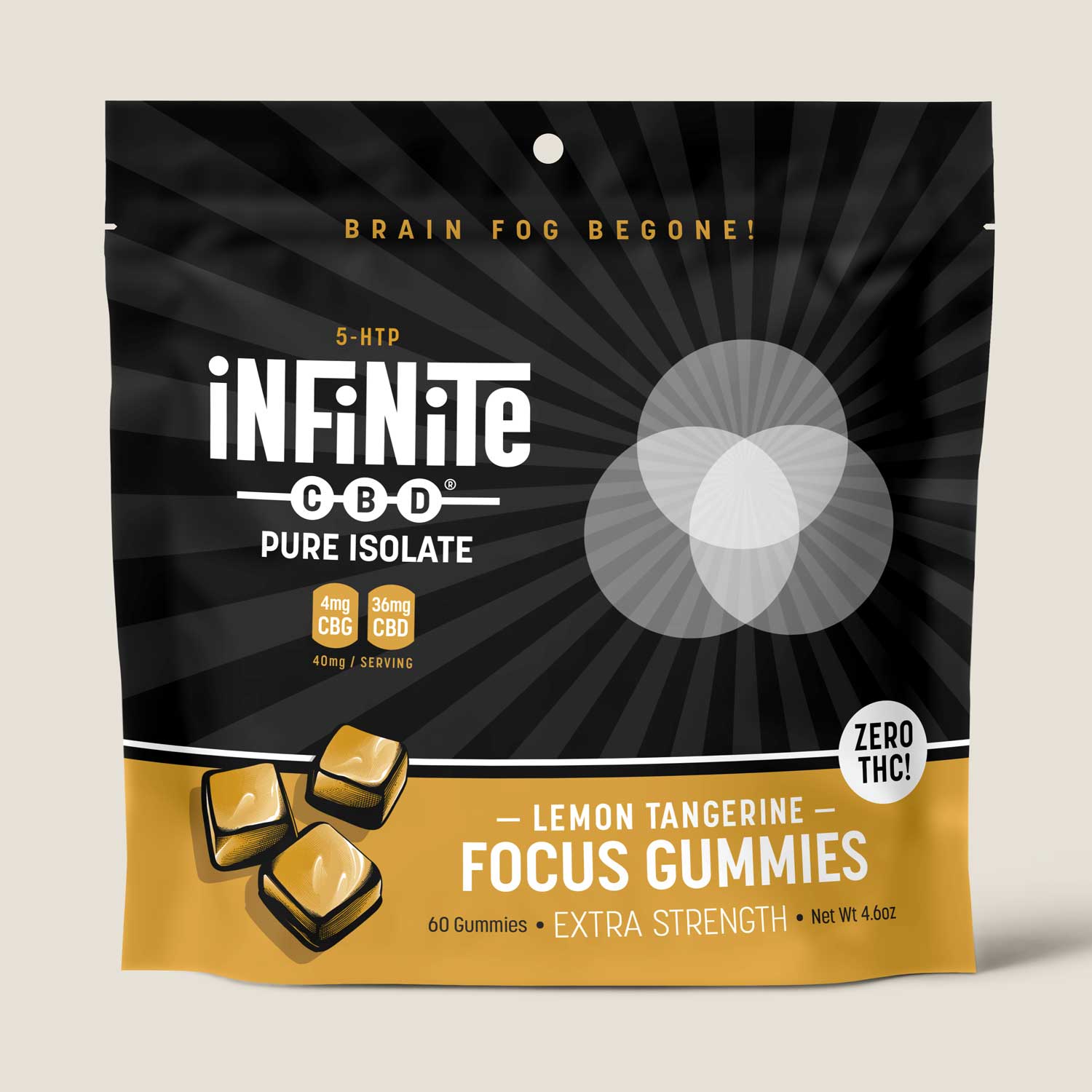 Gummies<br>Formulation: Focus<br>CBD: Pure Isolate (Zero THC)<br>Strength: Extra (40mg/serving)