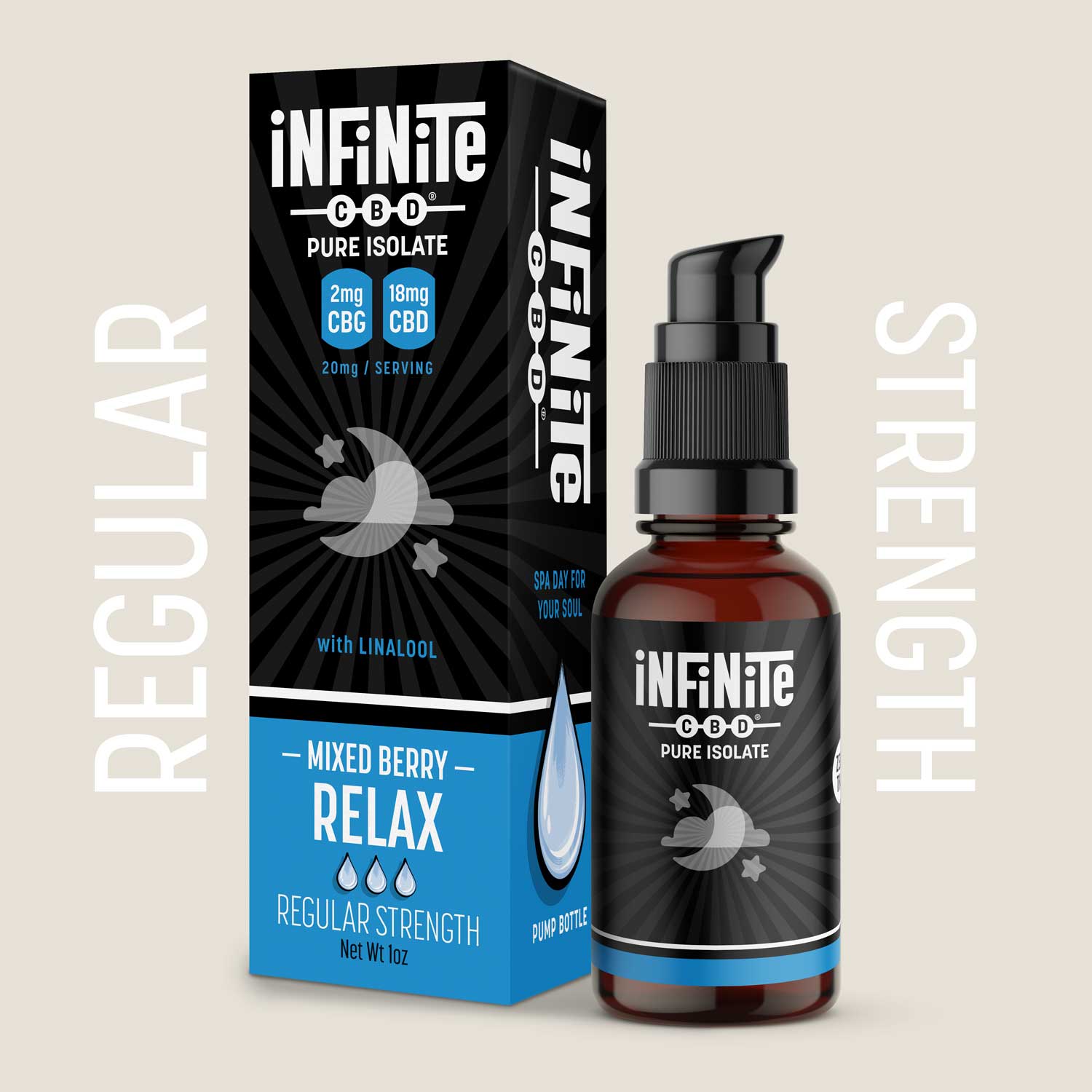 Tinctures<br>Formulation: Relax<br>CBD: Pure Isolate (Zero THC)<br>Strength: Regular (20mg/serving)